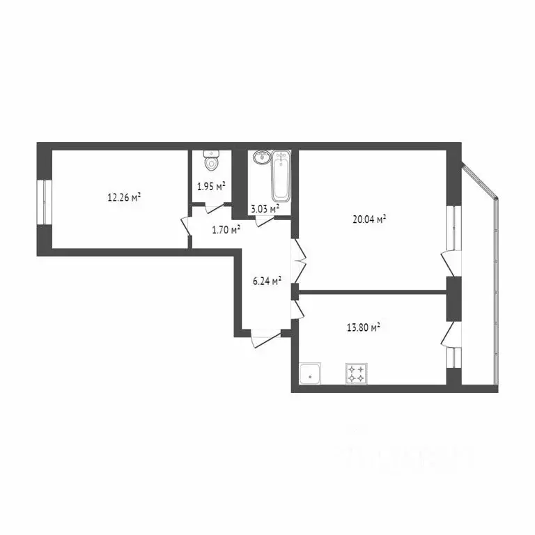 2-к кв. Красноярский край, Красноярск ул. Шахтеров, 8 (60.0 м) - Фото 2