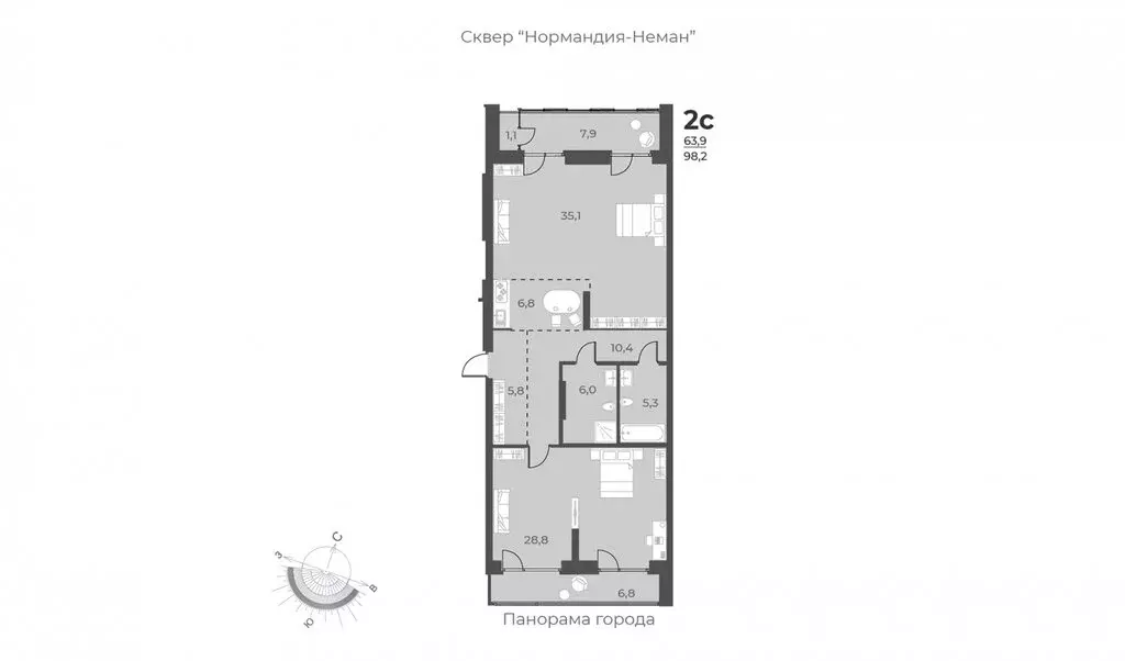 2-комнатная квартира: Новосибирск, улица Аэропорт, 60 (98.2 м) - Фото 0