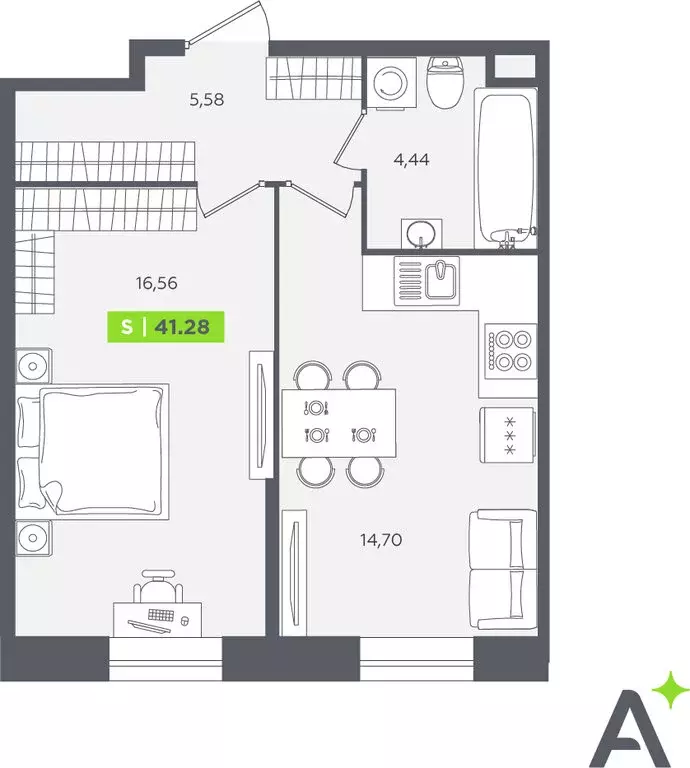 1-комнатная квартира: Кудрово, Солнечная улица, 10к1 (40.6 м) - Фото 1