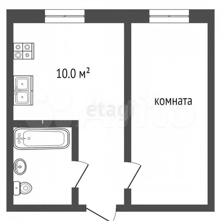 1-к. квартира, 33,3 м, 1/5 эт. - Фото 0
