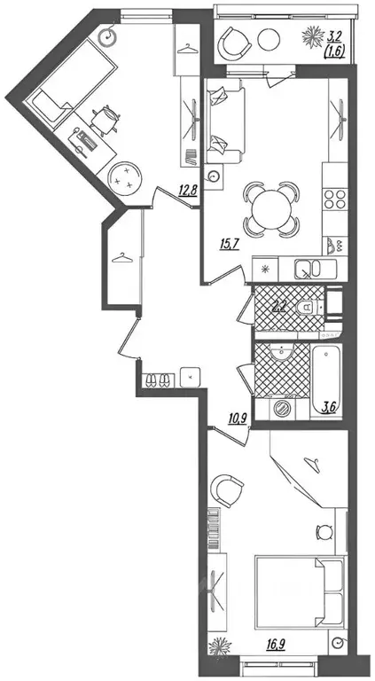 2-к кв. Санкт-Петербург ул. Парфеновская, 7к1 (62.0 м) - Фото 1