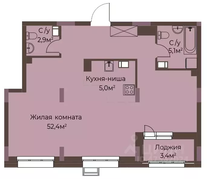 1-к кв. Нижегородская область, Нижний Новгород ул. Максима Горького, ... - Фото 1