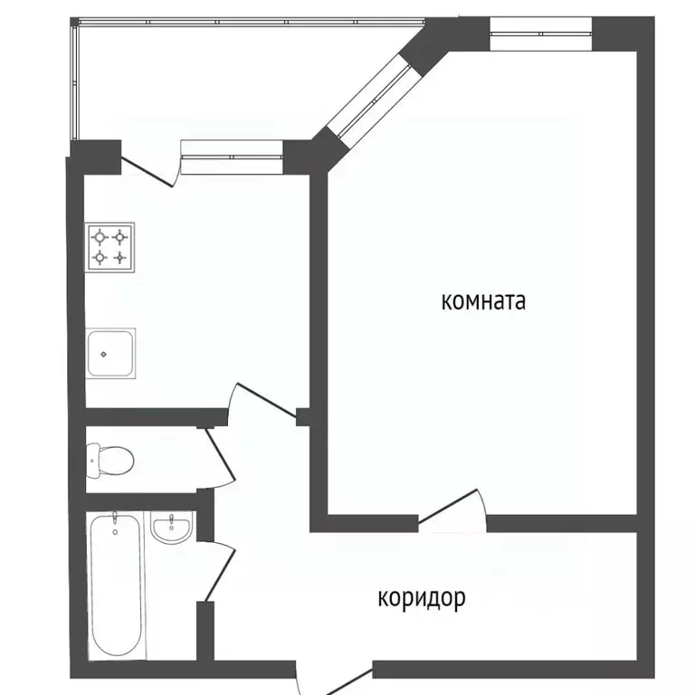 1-к кв. Ханты-Мансийский АО, Сургут Югорская ул., 15 (38.9 м) - Фото 1