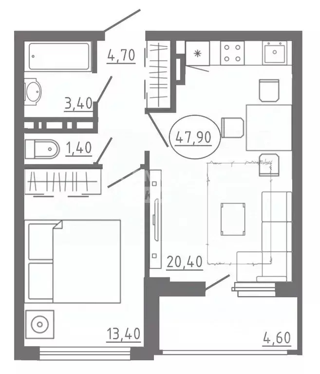 1-к кв. Орловская область, Орел Раздольная ул., 29 (47.9 м) - Фото 2