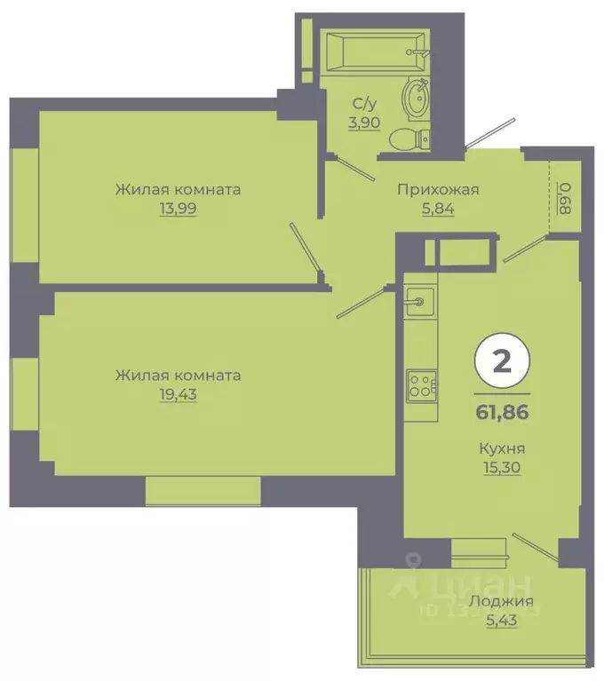 2-к кв. Ростовская область, Ростов-на-Дону Левенцовский мкр, ... - Фото 0