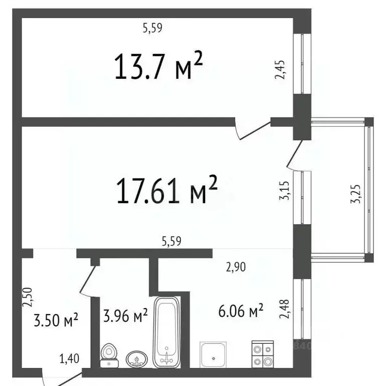 2-к кв. Ульяновская область, Ульяновск Ипподромная ул., 4В (50.7 м) - Фото 1