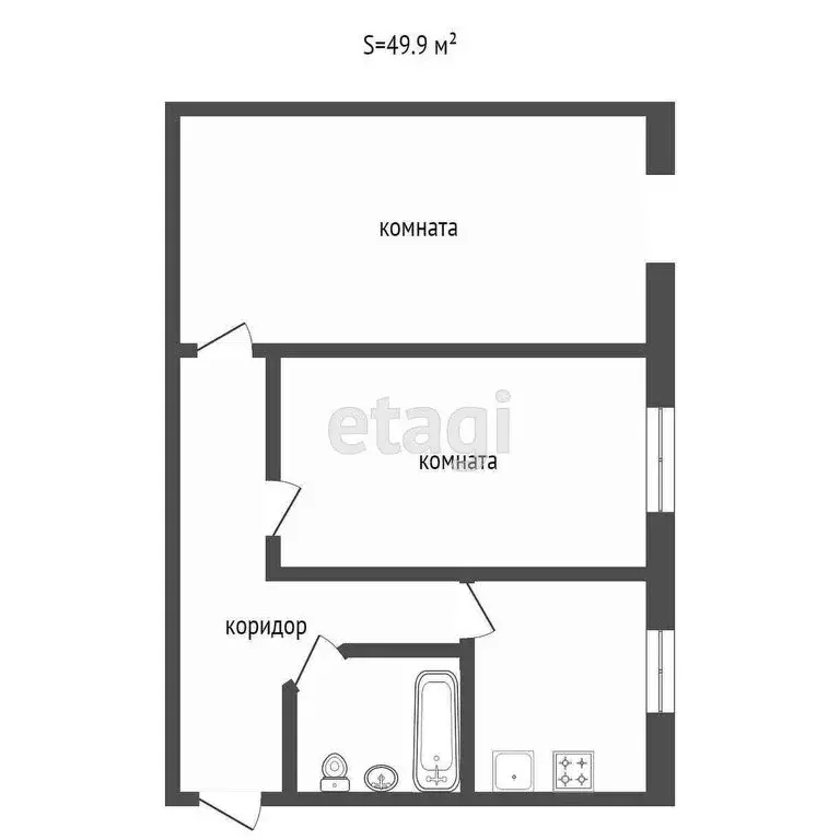2-комнатная квартира: Ишим, Береговая улица, 21 (49.9 м) - Фото 0