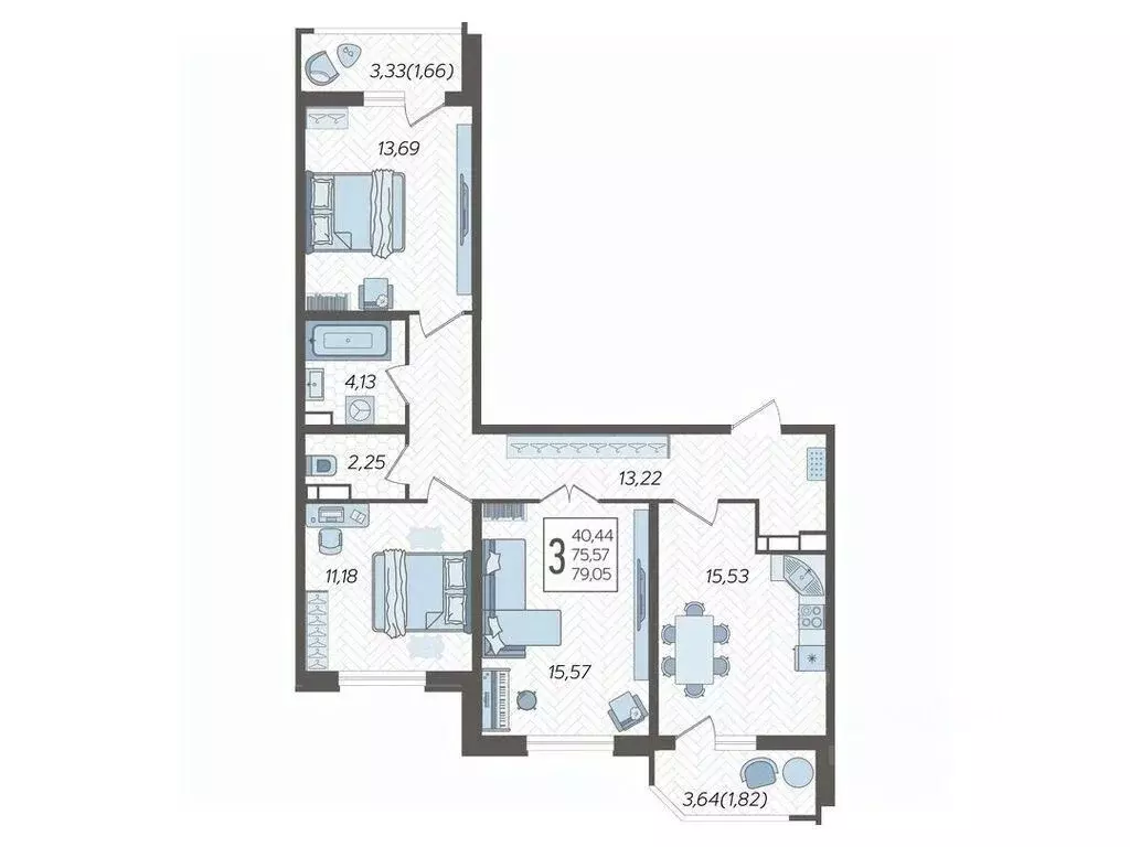 3-к кв. Краснодарский край, Краснодар Уральская ул., 87/7 (79.05 м) - Фото 1