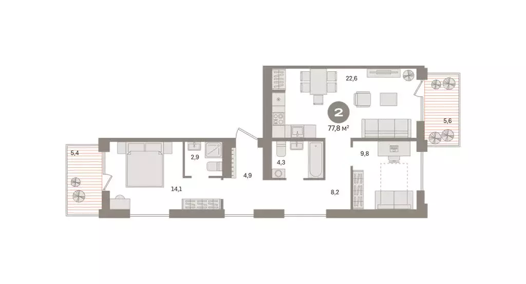 2-комнатная квартира: Новосибирский район, рабочий посёлок Краснообск, ... - Фото 2