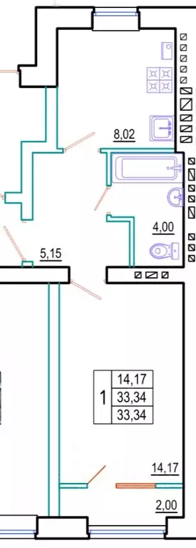 1-к кв. Ростовская область, Шахты просп. Шахтинский (33.34 м) - Фото 1