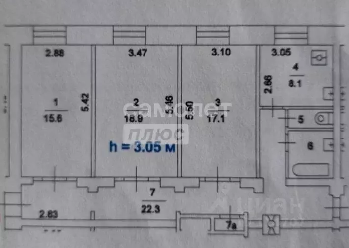 3-к кв. Москва Люсиновская ул., 53 (86.8 м) - Фото 1