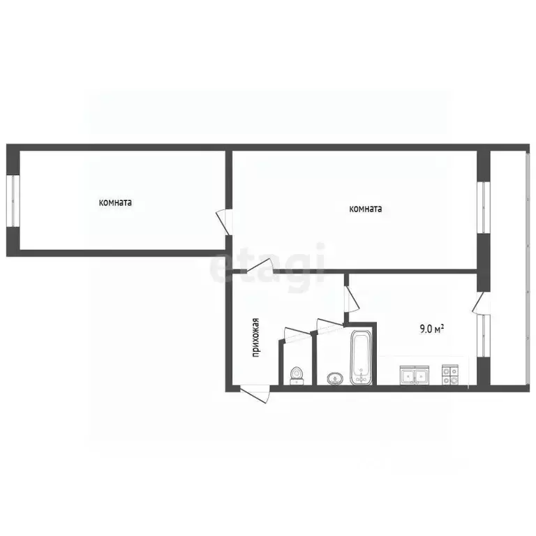 2-к кв. Московская область, Клин городской округ, Решетниково пгт ул. ... - Фото 2