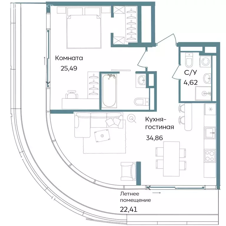 2-комнатная квартира: Республика Крым, Саки, курортный кластер Темпо ... - Фото 1