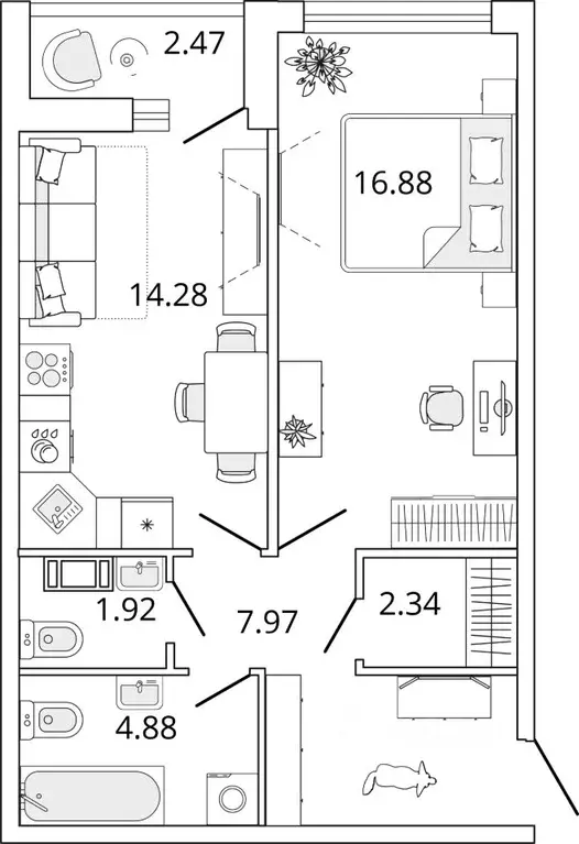 1-к кв. Санкт-Петербург Полюстрово тер.,  (49.51 м) - Фото 0