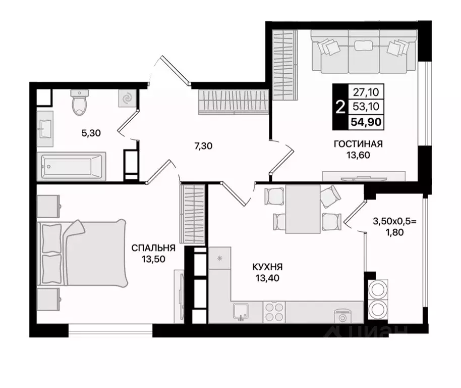 2-к кв. Ростовская область, Ростов-на-Дону Движение61 жилой комплекс ... - Фото 2