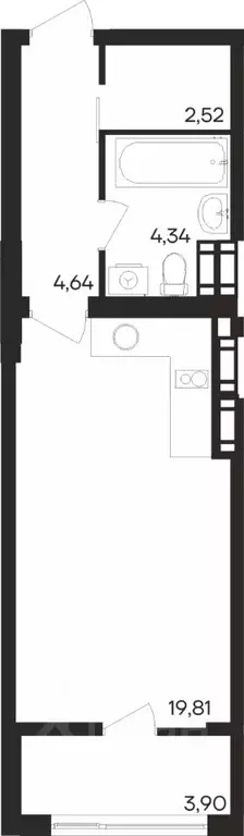 Студия Мурманская область, Мурманск Первомайский округ,  (35.21 м) - Фото 1