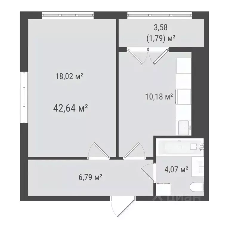1-к кв. Сахалинская область, Южно-Сахалинск ул. Ленина (40.85 м) - Фото 0