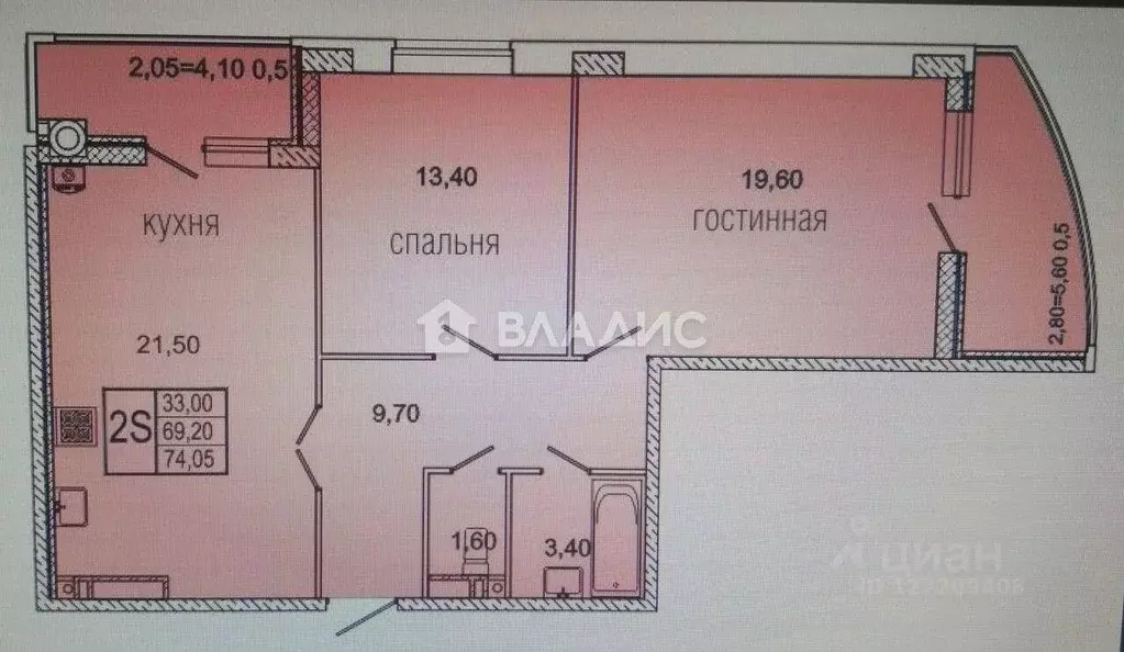 2-к кв. Ростовская область, Ростов-на-Дону ул. Подвойского, 39 (75.0 ... - Фото 1