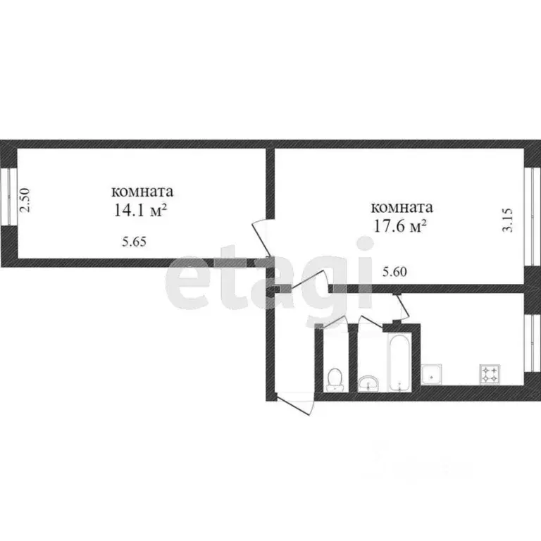 2-к кв. Ханты-Мансийский АО, Сургут ул. Энергетиков, 15 (44.3 м) - Фото 2