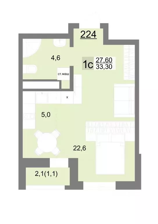 Студия Свердловская область, Екатеринбург ул. Металлургов, 63/3 (33.3 ... - Фото 1