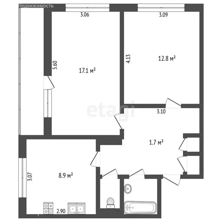 2-комнатная квартира: Раменское, улица Приборостроителей, 1 (55.9 м) - Фото 1