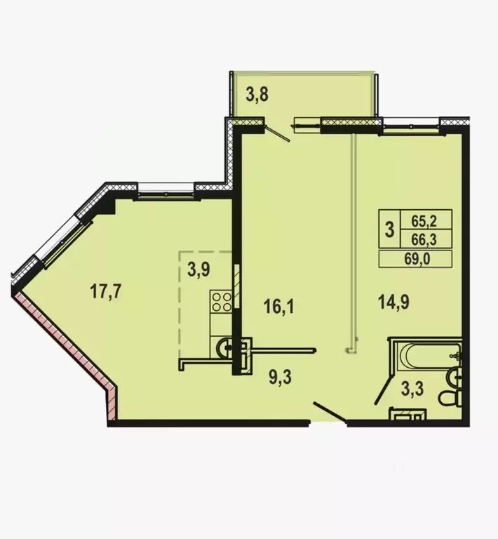 3-к кв. Иркутская область, Иркутск Ново-Ленино мкр, Территория 1-й ... - Фото 2