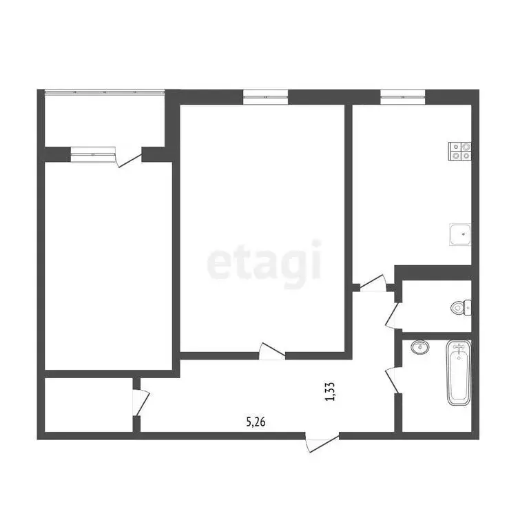 2-комнатная квартира: Тюмень, Олимпийская улица, 45 (51.4 м) - Фото 1