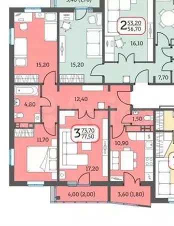 3-к. квартира, 74,3 м, 18/26 эт. - Фото 0