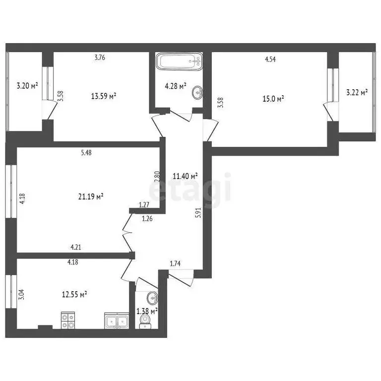 3-комнатная квартира: Красный Бор, Солнечная улица, 16 (81.1 м) - Фото 0