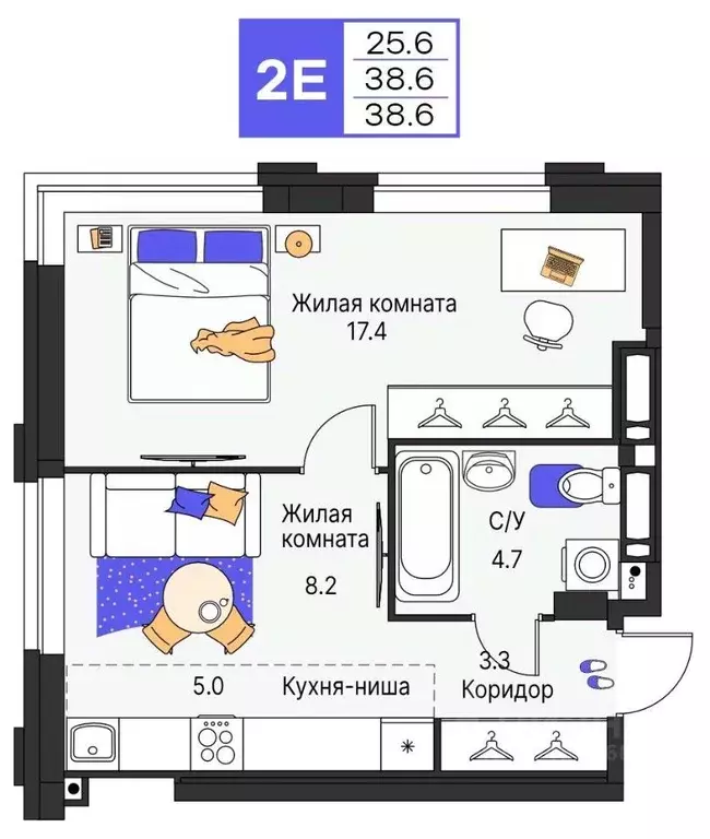 2-к кв. Пермский край, Пермь ул. Карла Модераха, 7 (38.6 м) - Фото 1