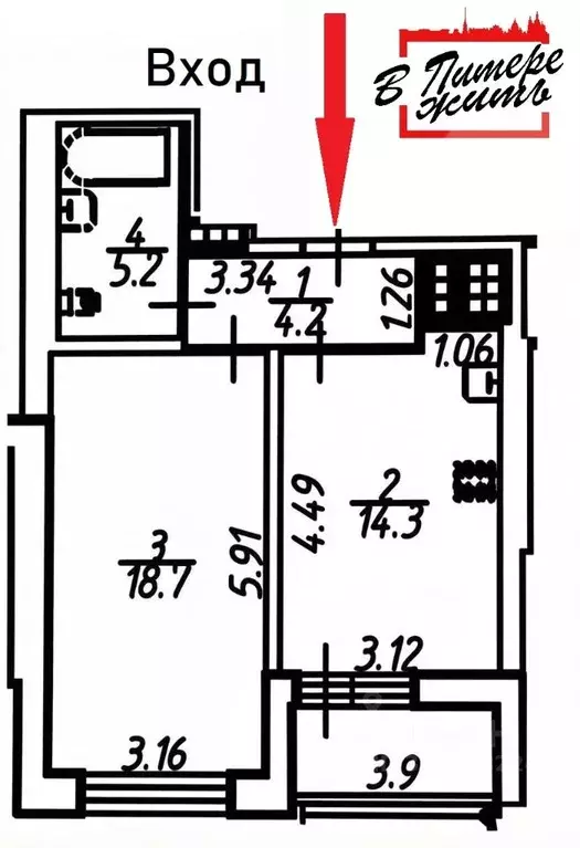 1-к кв. Санкт-Петербург ул. Среднерогатская, 13к1с1 (43.6 м) - Фото 2