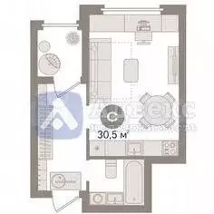 Квартира-студия, 30,5 м, 5/17 эт. - Фото 0