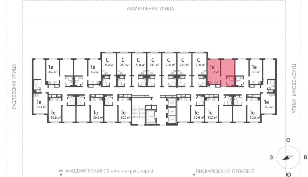 1-к кв. Санкт-Петербург Ручьи жилой комплекс (30.8 м) - Фото 1