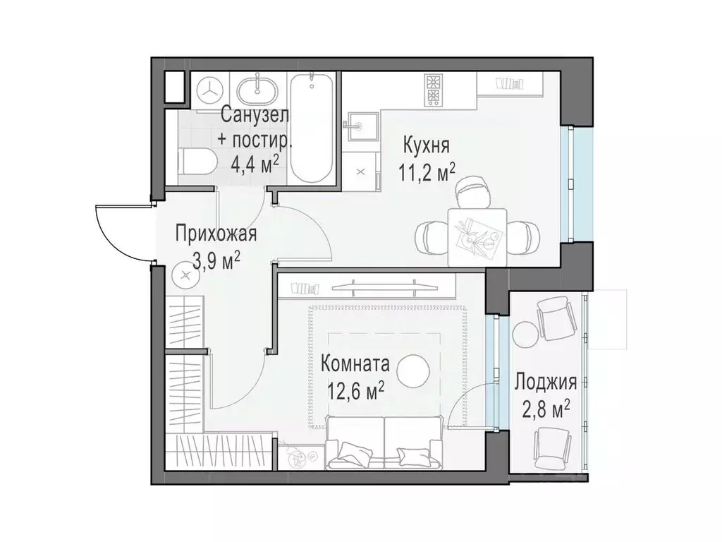 1-к кв. Московская область, Пушкино ул. Антона Ветчинова, 3к1 (32.1 м) - Фото 1