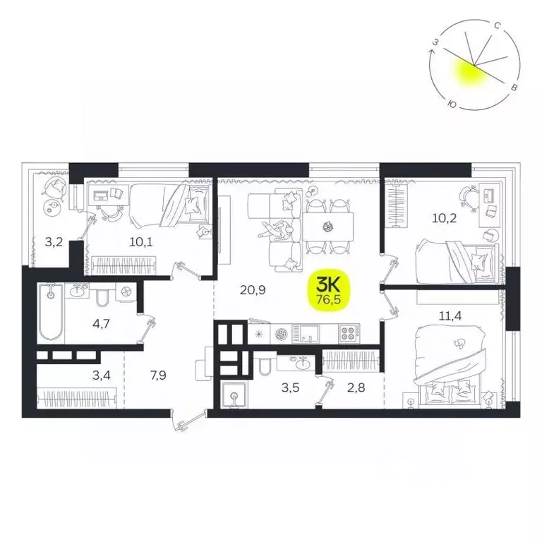 3-к кв. Свердловская область, Екатеринбург Южная Ботаника жилрайон, ... - Фото 1