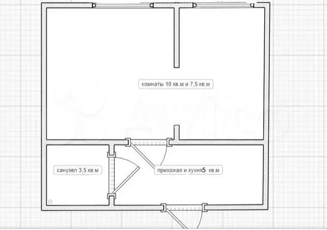 2-к. квартира, 25 м, 1/5 эт. - Фото 0