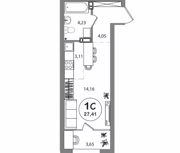 Квартира-студия: Новосибирск, Выборная улица, 133/1 (25.58 м) - Фото 0