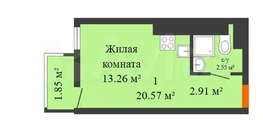 Квартира-студия, 21 м, 17/25 эт. - Фото 0