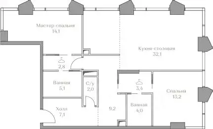 2-к кв. Москва Лужнецкая наб. (93.0 м) - Фото 0