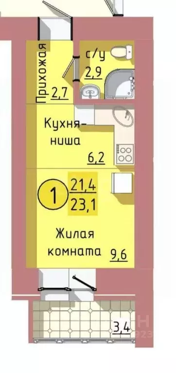 Студия Амурская область, Благовещенск Артиллерийская ул., 93 (23.0 м) - Фото 0