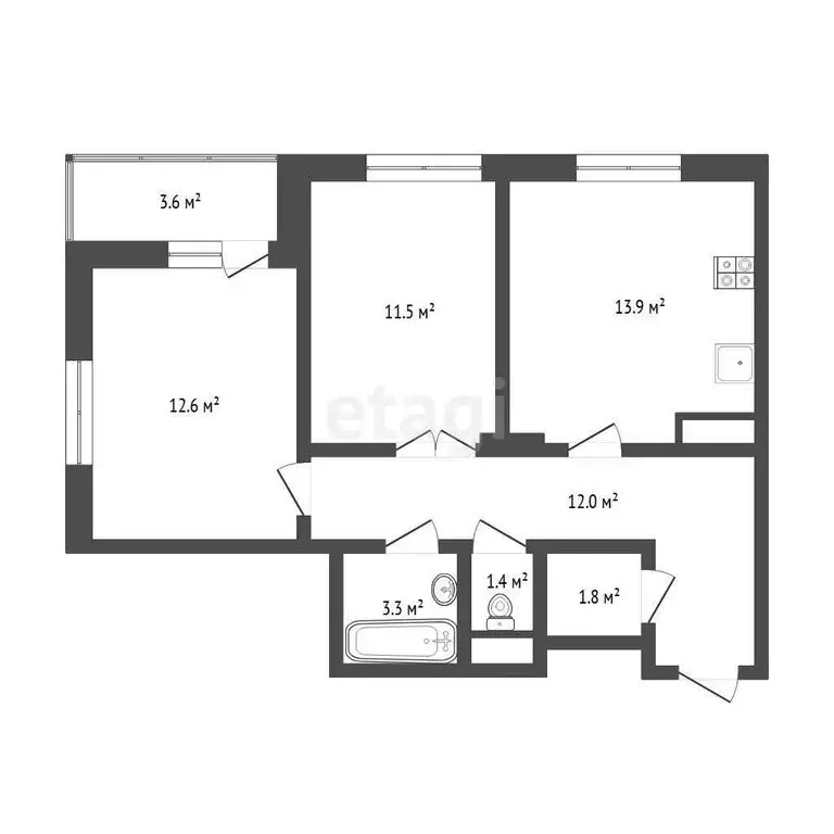 2-комнатная квартира: Тюмень, Интернациональная улица, 197Б (60 м) - Фото 0