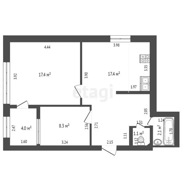 2-комнатная квартира: Сукко, 2-й проезд, 5 (51.7 м) - Фото 1