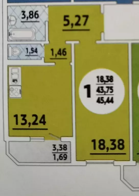 Продаётся 1-к квартира, 46 м - Фото 0