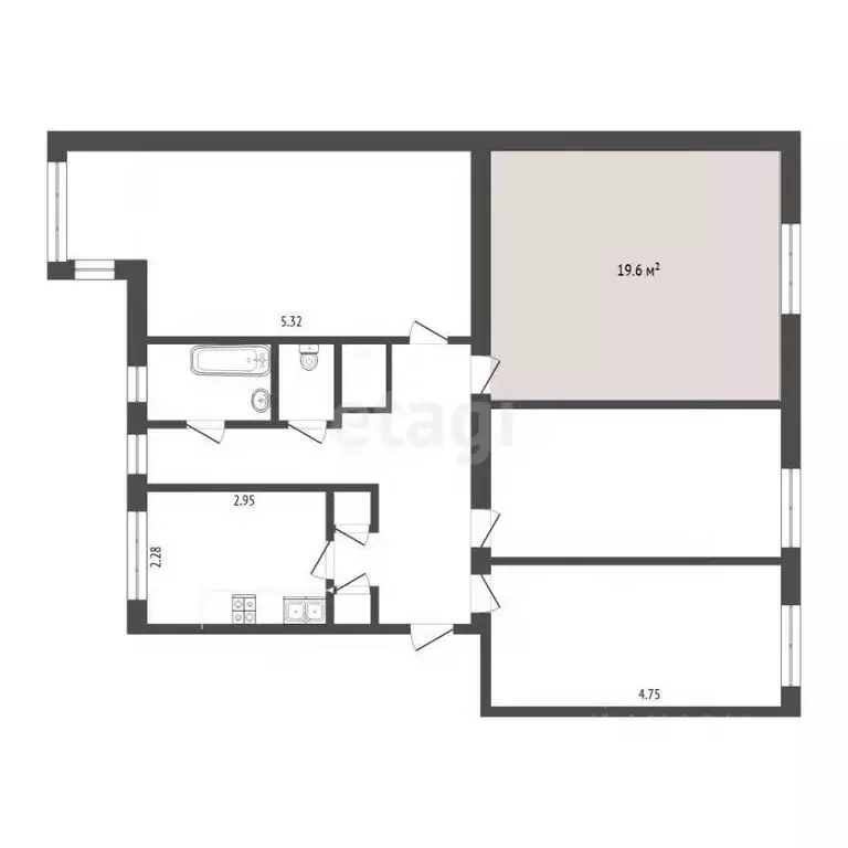 Комната Москва 3-я Кабельная ул., 2 (19.6 м) - Фото 1