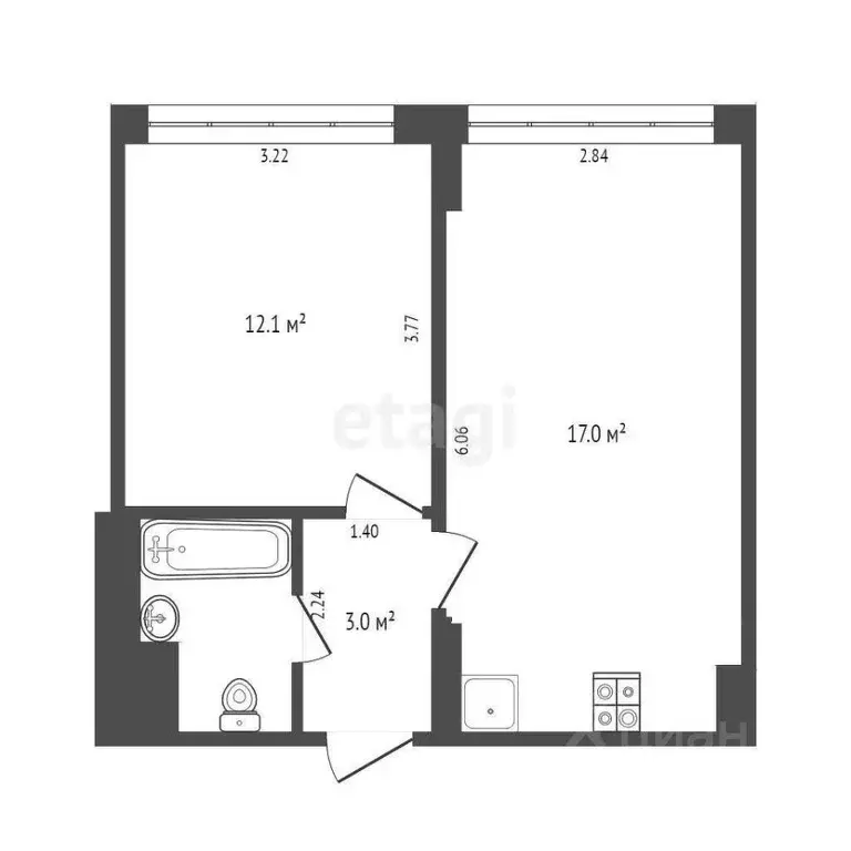 1-к кв. Московская область, Одинцово Советская ул., 1 (37.0 м) - Фото 1