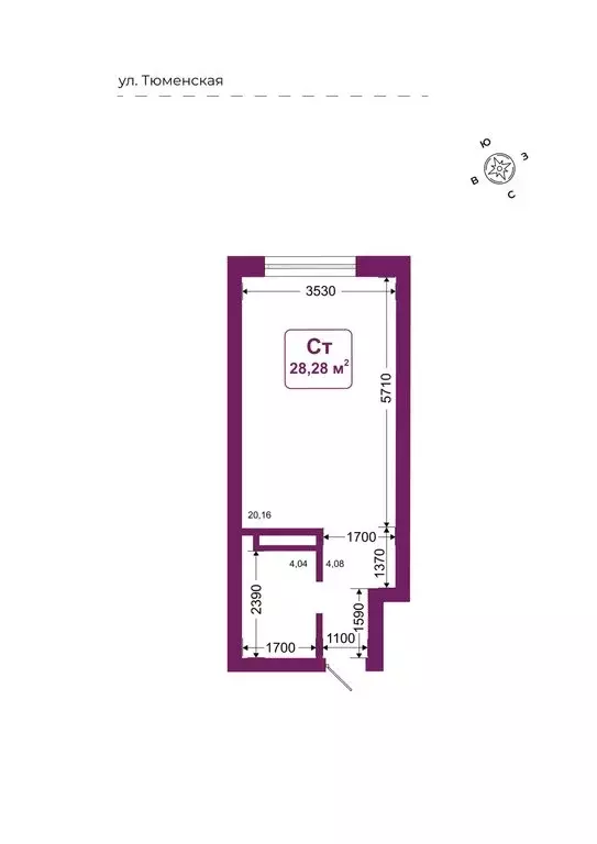 Квартира-студия: Дударева, ЖК Родина-2 (28.28 м) - Фото 1