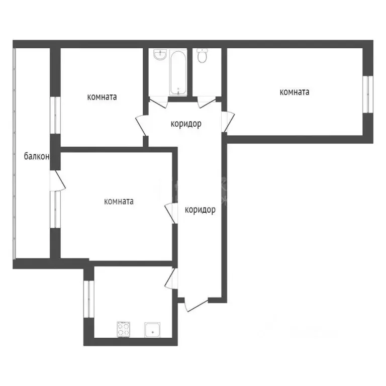 3-к кв. Тюменская область, Тюмень ул. Дружбы, 169 (60.6 м) - Фото 2