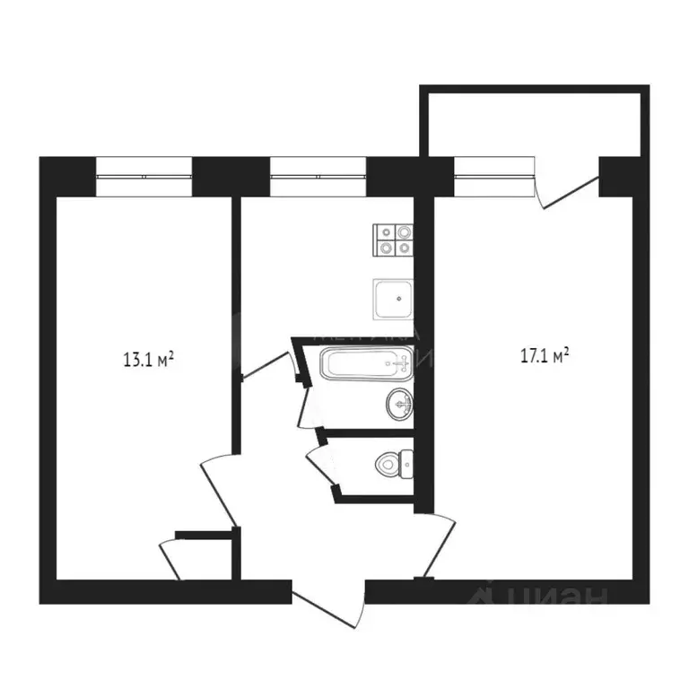 2-к кв. Брянская область, Брянск ул. Гоголя, 11 (46.3 м) - Фото 1