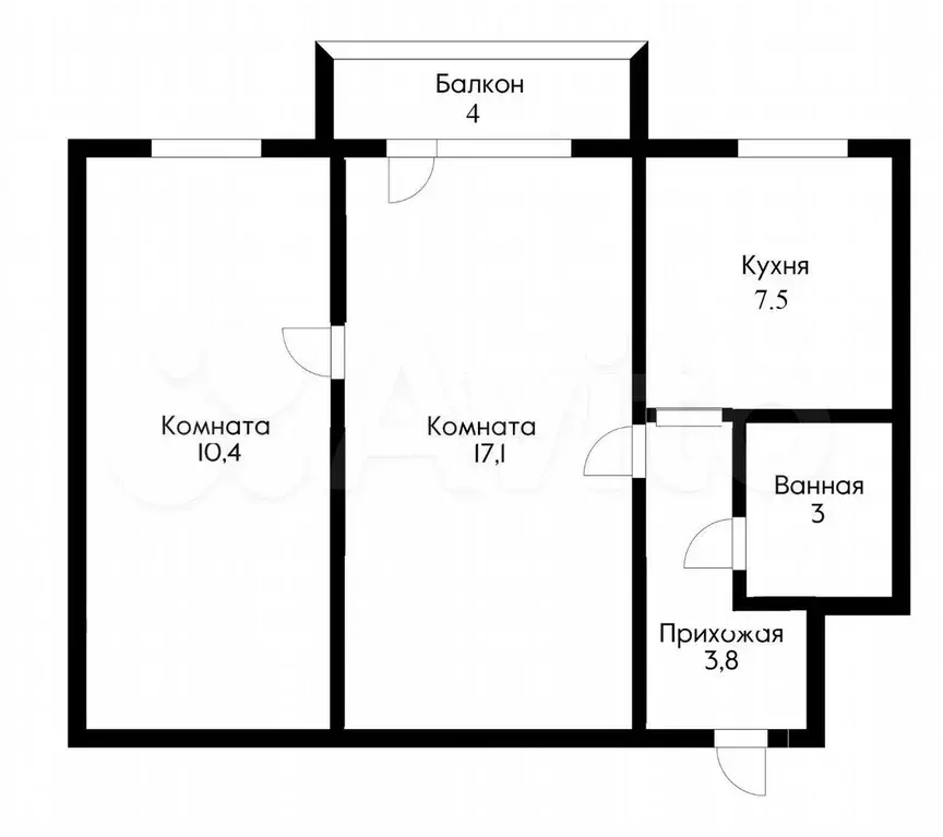 2-к. квартира, 46 м, 3/3 эт. - Фото 0