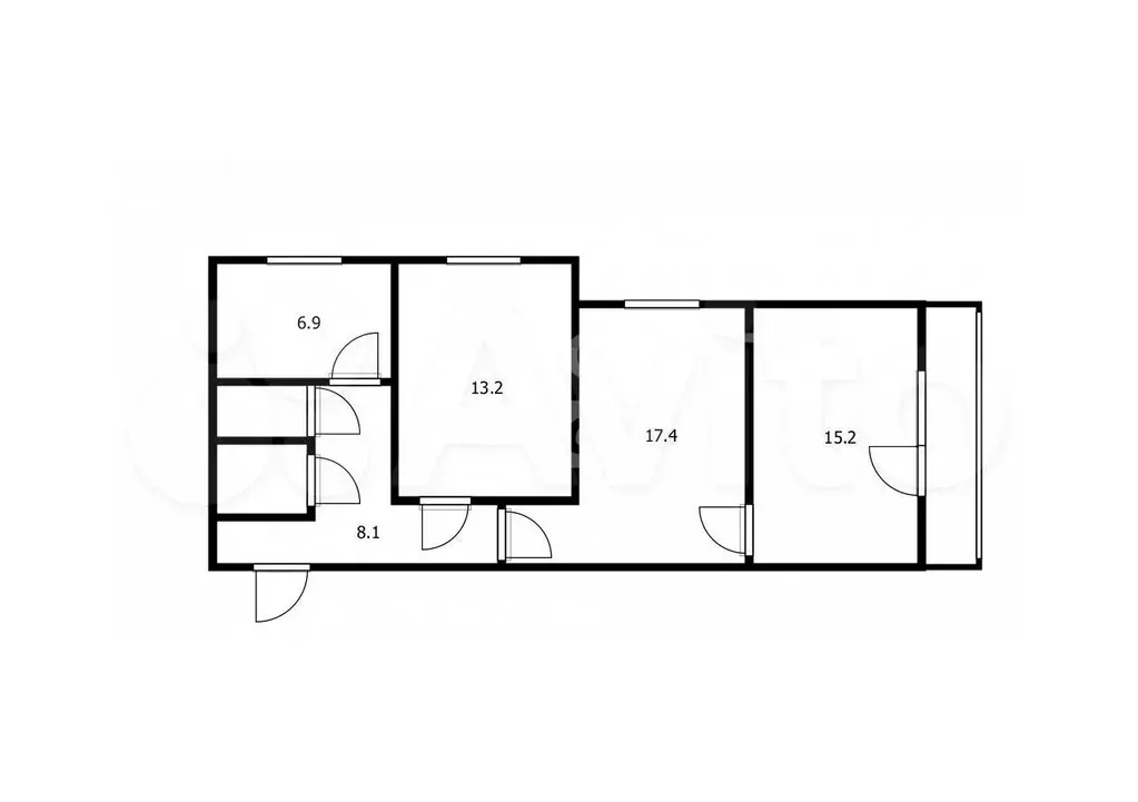 3-к. квартира, 65,4 м, 3/9 эт. - Фото 0